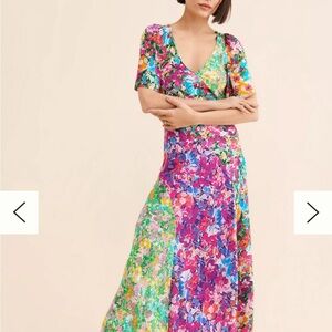 Anthropologie Floral V-Neck Maxi Dress